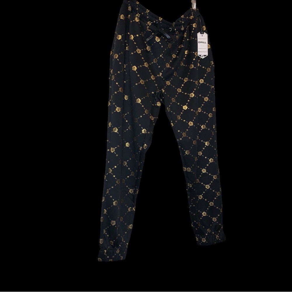 Drill Clothing Company Men’s Black & Gold Track / Sweat Pants, Size 2XL